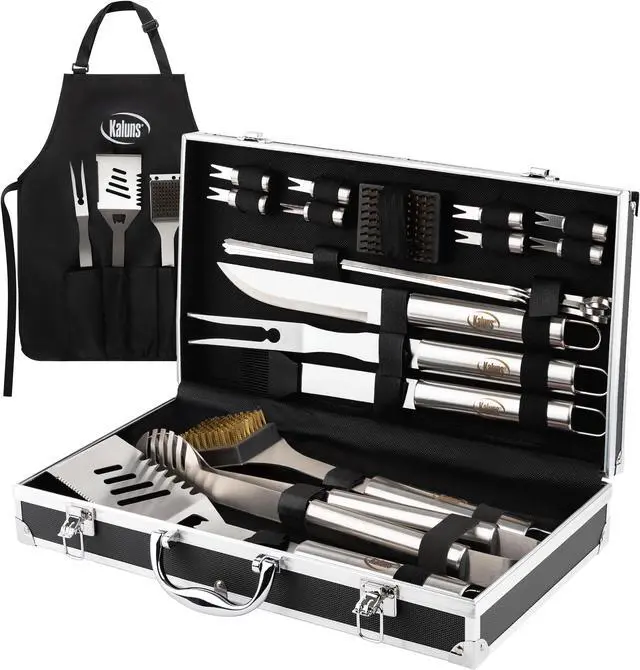 Main image of Kaluns Grilling Accessories, Grill Tools, Complete 21 Piece BBQ Tools Set, Heavy Dute, Dishwasher Safe