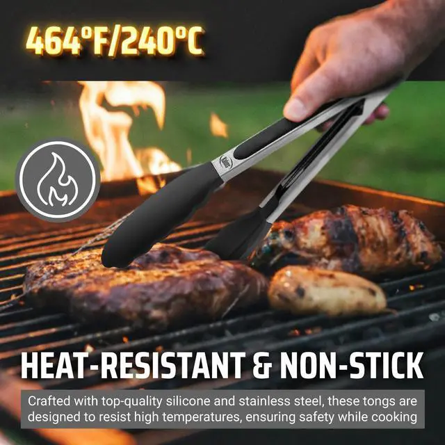 Alt view image 2 of 5 - Kaluns Kitchen Tongs, Set of 3 Silicone Tipped Tongs Plus Spatula for Cooking and Grilling, Heat Resistant