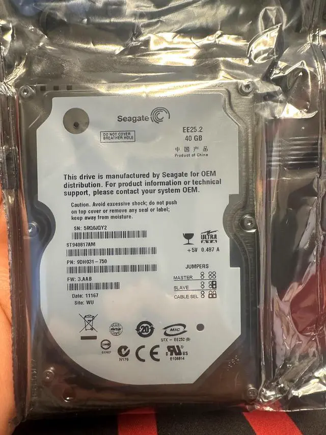 Main image of Seagate EE25.2 Series ST940817AM 40GB 5400 RPM 8MB Cache PATA 2.5" Extreme Class Internal Hard Drive Bare Drive