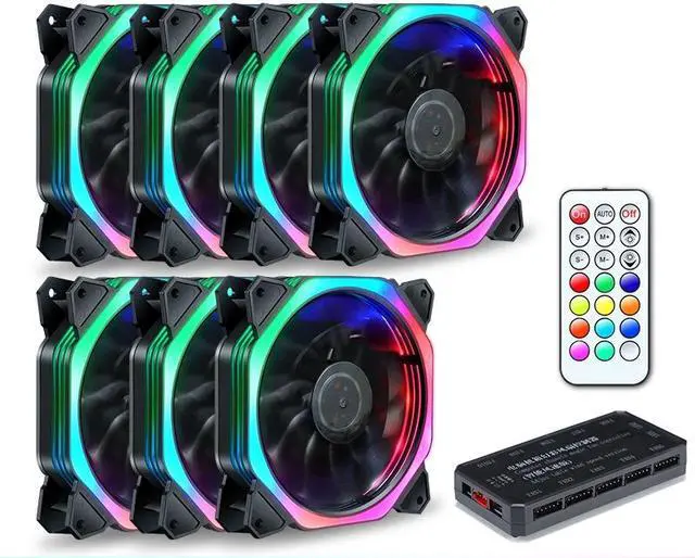 Main image of 7fans+remote controller pwm cpu rgb fan 120mm Fan Computer PC Case Fan RGB Adjust LED Fan Speed 120mm Quiet Remote Computer Cooler Cooling RGB Case Fans