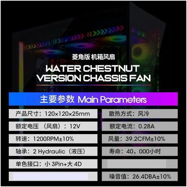 Alt view image 3 of 4 - 120mm fan rainbow iridescence 12cm LED fan 3+4pin Diamond Light Chassis Fan Mute Color Cooling Fan 12V for pc computer gaming cooling fans