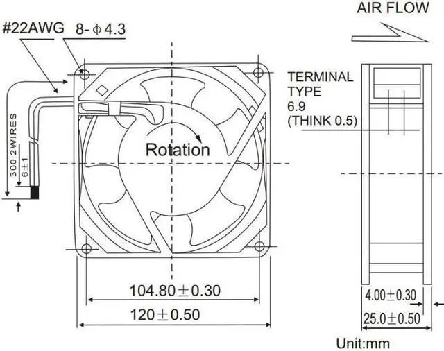 Alt view image 4 of 5 - Original ADDA AD12012DB257000 12cm ATX silence cooling fan