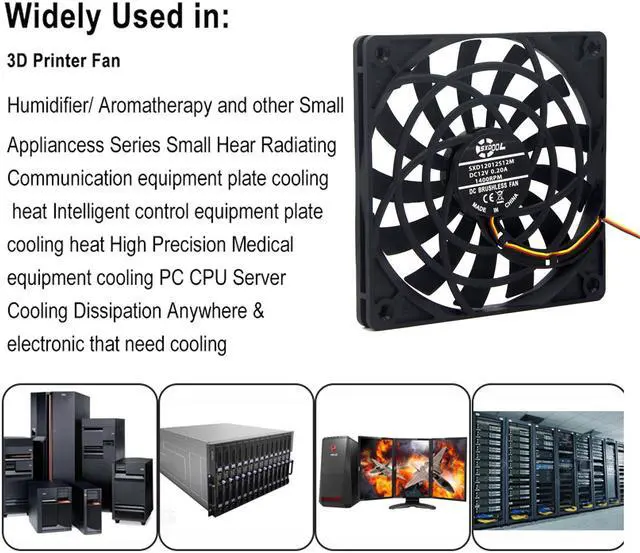 Alt view image 7 of 7 - NEW 120mm slim fan 12012 0.19A 12MM thick slim chassis cpu cooling fan high quality silent cooler