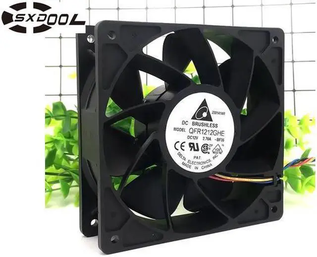 Alt view image 2 of 6 - Original Delta QFR1212GHE DC12V 2.70A 12038 12CM Delta Bitcoin Miner FAN 12cm PWM Most Powerful for Bitcoin Mining 4-pin
