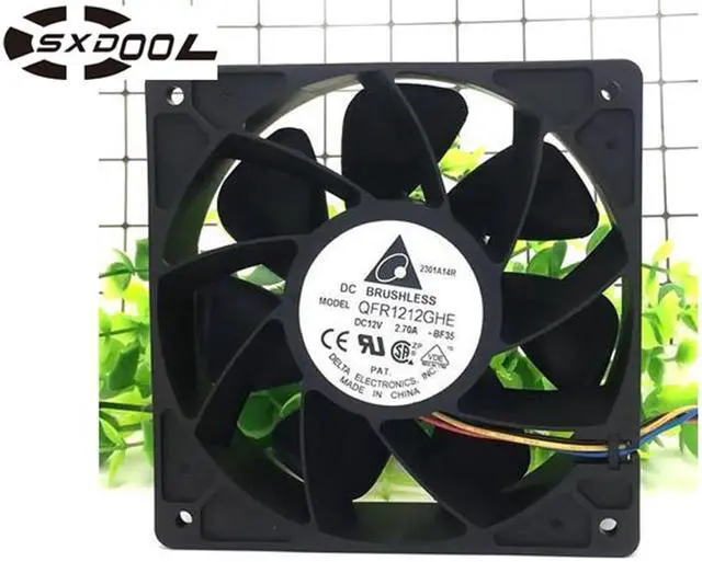 Main image of Original Delta QFR1212GHE DC12V 2.70A 12038 12CM Delta Bitcoin Miner FAN 12cm PWM Most Powerful for Bitcoin Mining 4-pin
