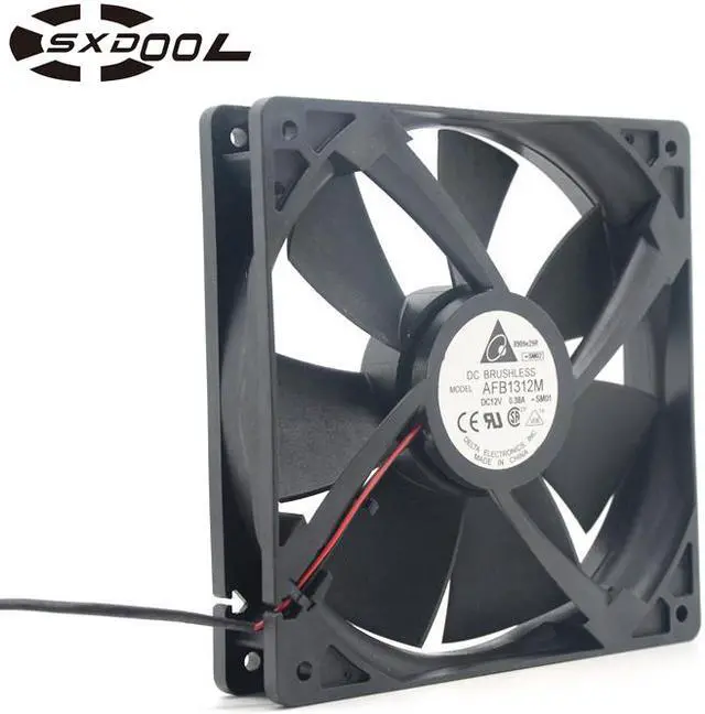 Alt view image 2 of 5 - Original Delta 13525 AFB1312M 13.5cm 135mm DC 12V 0.38A 2Wire Case axial Cooling Fan