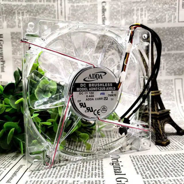 Alt view image 4 of 5 - ADN512UB-A90LD 13525 135mm DC 12V 0.44A Transparent LED Light Cooling Fan cpu chassis