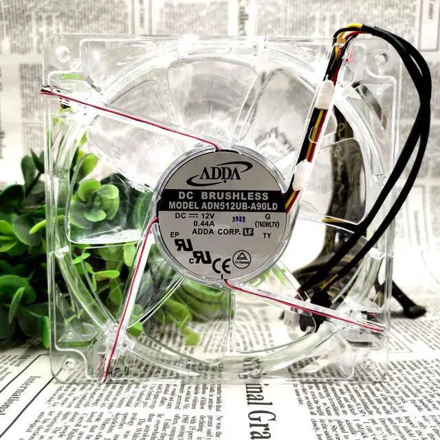 Alt view image 3 of 5 - ADN512UB-A90LD 13525 135mm DC 12V 0.44A Transparent LED Light Cooling Fan cpu chassis