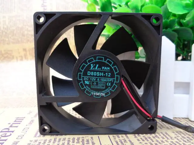 Main image of 80mm cooling fan 8cm 12V D80SH-12 8025 80X80X25MM 0.18A 8CM 12V silent cabinet power supply cooling fan