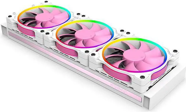 Alt view image 5 of 5 - PINKFLOW 360 CPU Water Cooler 5V Addressable RGB AIO Cooler 360mm CPU Liquid Cooler 3X120mm, pink phantom color ARGB light effect all-in-one, Intel 115X/2066 , AMD TR4/AM4 (Remote Controller is Includ