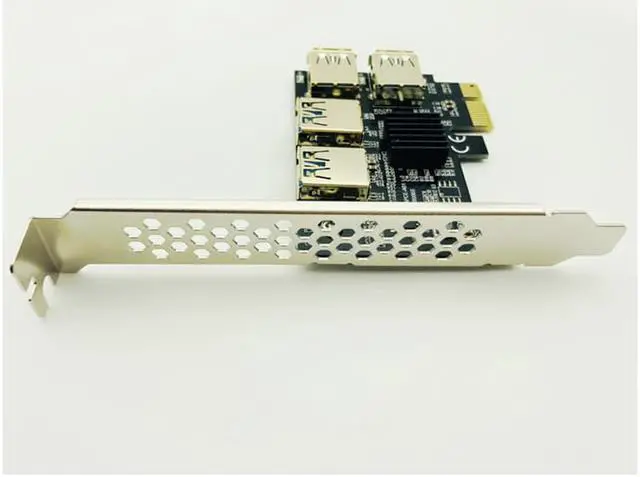 Alt view image 3 of 6 - New 4 Ports PCIe Riser Adapter Board PCI-E 1x to 4 USB 3.0 PCI-E Rabbet GPU Riser Extender Ethereum ETH/Monero XMR/Zcash ZEC 16X External Slot Card Multiplier for Miner Mining BTC