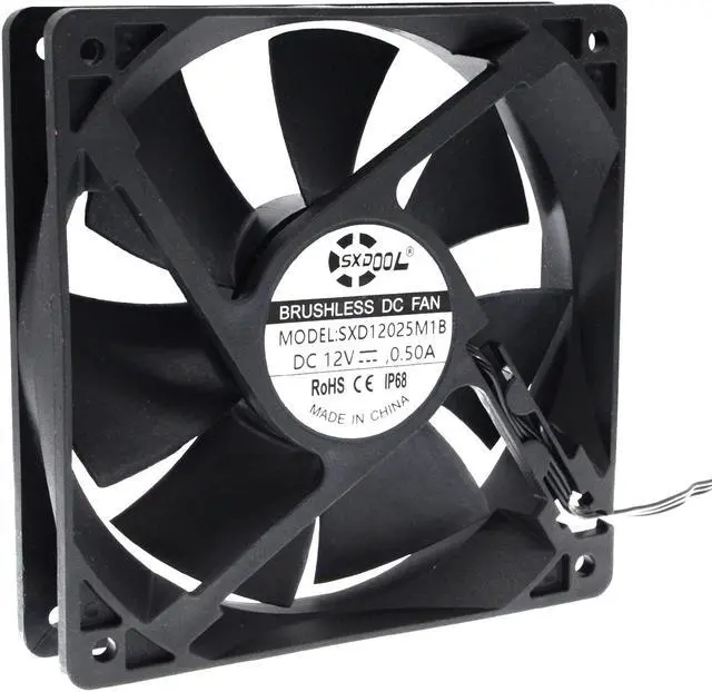 Alt view image 6 of 6 - SXDOOL SXD12025M1B 120mm 12cm Waterproof Dustproof IP68 Cooling Fan,120X120X25mm 3P 3-Pin Dual Ball Bearing 3050RPM,High Speed 106CFM Cooler