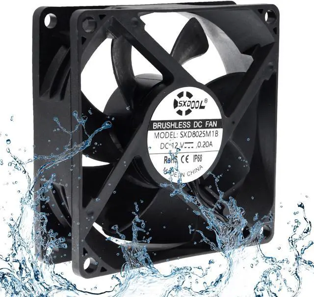 Main image of SXDOOL SXD8025M12B IP68 80mm 8cm Waterproof Dustproof DC 12V Cooling Fan 80X80X25mm Dual Ball Bearing 3-Pin PC Computer Chassis PSU