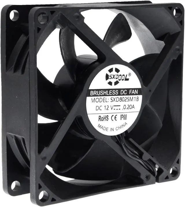 Alt view image 7 of 7 - SXDOOL SXD8025M12B IP68 80mm 8cm Waterproof Dustproof DC 12V Cooling Fan 80X80X25mm Dual Ball Bearing 3-Pin PC Computer Chassis PSU