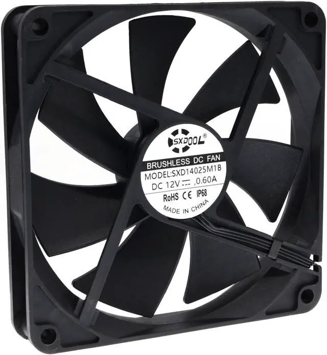 Alt view image 2 of 7 - 140mm 14cm Computer Case Cooling Fan PC Waterproof Dustproof,2900RPM 140X140X25mm Dual Ball 12V,High Speed IP68 Cooler SXDOOL SXD14025M1B
