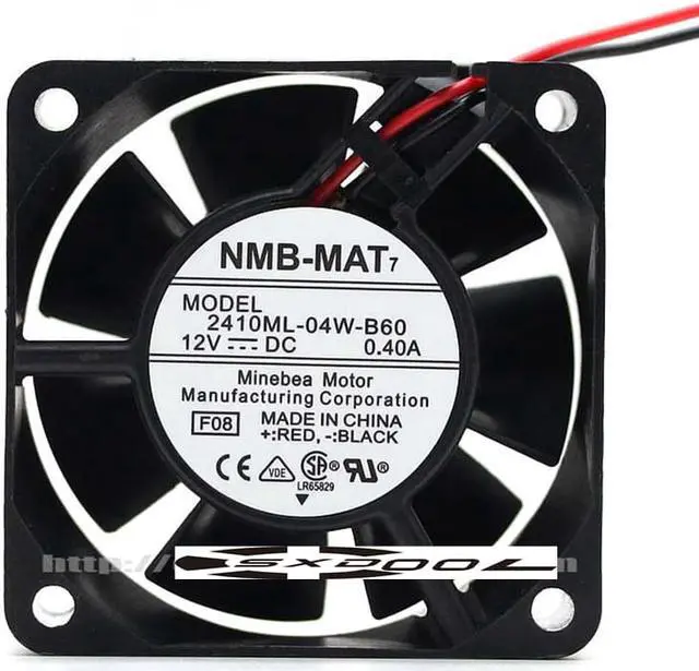 Alt view image 2 of 7 - Original NMB 2410ML-04W-B60 6025 12V 0.40A 6CM Dual Balls bearing 2 Wires 2 Pins case Fan