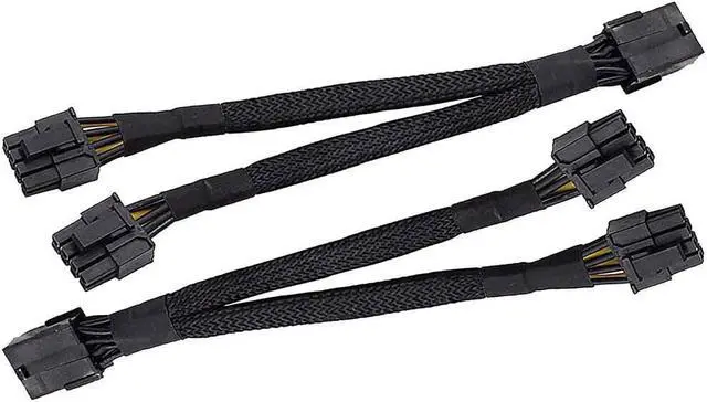 Alt view image 6 of 6 - 2PCS GPU PCIe 8 Pin Female to Dual 2X 8 Pin (6+2) Male PCI Express Power Braided Y-Splitter Extension Cable,20cm