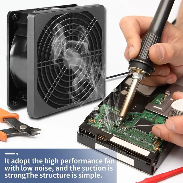Alt view image 3 of 6 - 120V Solder Smoker Absorber Remover Fume Extractor Smoke Prevention DIY Working Cooling Fan Soldering with spare Carbon filter SXDOOL SXD12038B1LM