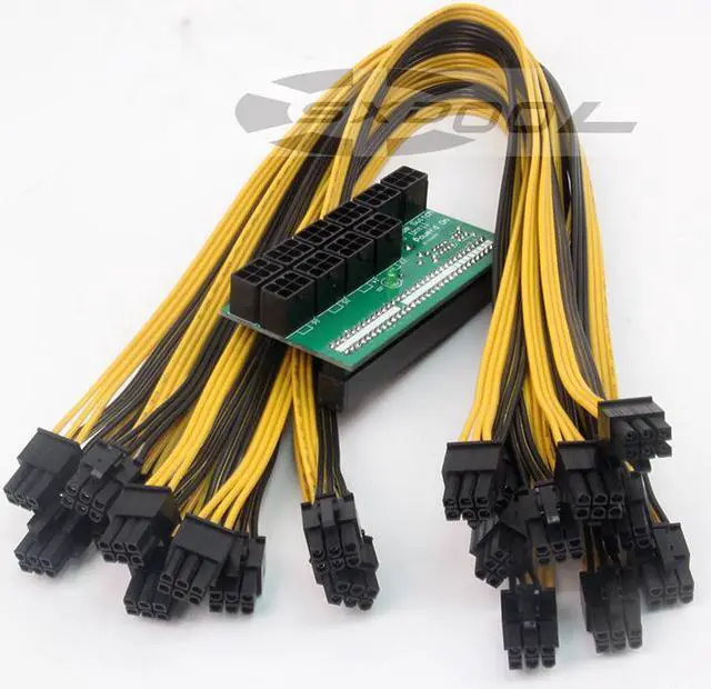 Alt view image 5 of 5 - Mining machine server power conversion board connection adapter graphics cable 10pcs +10 X 6pin adapter board 1pcs 12V  (50cm Cable length)