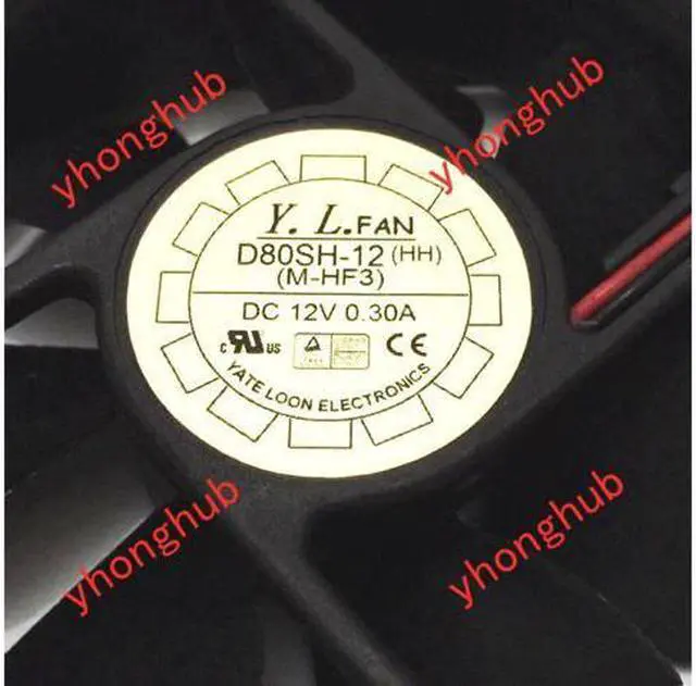 Alt view image 3 of 4 - YALN FAN D80SH-12 DC 12V 0.30A 80x80x25mm 2-wire Server Square Fan