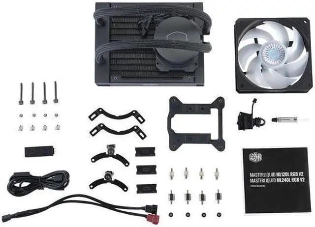Alt view image 5 of 7 - MasterLiquid ML120L RGB V2, Cooler Master Close-Loop AIO CPU Liquid Cooler, 120 Radiator, SickleFlow 120mm, RGB Lighting, 3rd Gen Dual Chamber Pump for AMD Ryzen/Intel LGA1200/1151