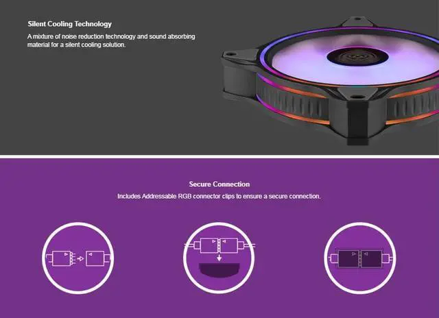 Alt view image 3 of 7 - MFL-B2DN-183PA-R1 Cooler Master  MF120 Halo Duo-Ring Addressable RGB Lighting 120mm 3 Pack w/ 24 Independently-Controlled LEDS, Absorbing Rubber Pads, PWM Static Pressure for Computer Case