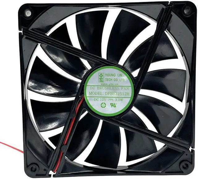 Alt view image 2 of 4 - DFB13512H 135mm PSU Chassis Cooling Fan DC 12V 0.28A 1800RPM 13525 135X135X25mm 2 Wires Dual Ball Bearing