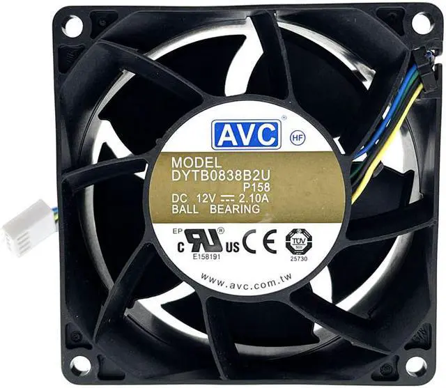 Alt view image 2 of 4 - 12v Ball Bearing Cooling Fan 8038,New for AVC DYTB0838B2U 2.1A 80X38mm 4-pin PWM,High Speed CFM Air Flow,for Car Boost Miner