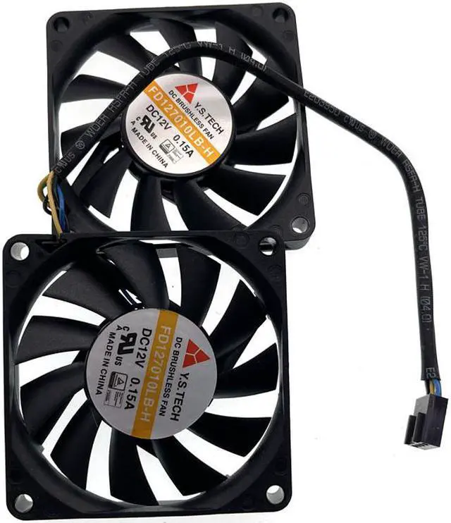 Main image of set of 2 fans For Slim PC Computer Y.S.Tech FD127010LB-H FD127010LB 7010 Slim 70x70x10mm 70mm 7CM 4Pin Ball Bearing Cooling Fan