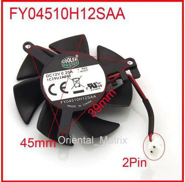 Alt view image 2 of 7 - FY04510H12SAA 45mm 39*39*39mm 12V 0.2A 2Wire 2Pin For MSI R6450 6570 6670 V5 Graphics Card Cooler Cooling Fan