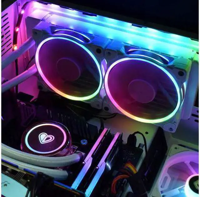 Alt view image 5 of 7 - CPU Fans & Heatsinks  ID-COOLING PINKFLOW 240 CPU Water Cooler 5V Addressable RGB AIO Cooler 240mm CPU Liquid Cooler 2X120mm RGB Fan, Intel 115X/2066, AMD TR4/AM4 (Remote Controller is Included)