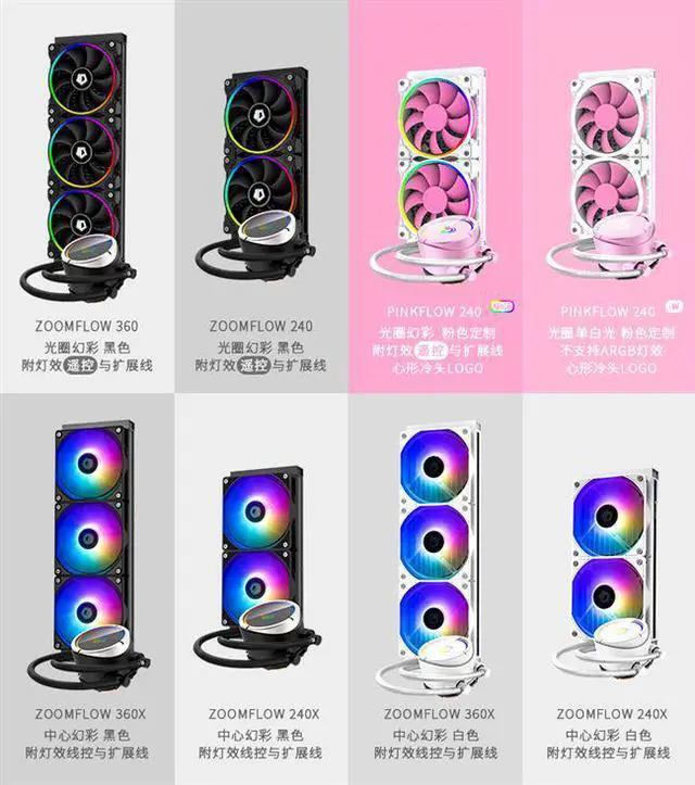 Alt view image 7 of 7 - ID-COOLING PINKFLOW 240 CPU Water Cooler 5V Addressable RGB AIO Cooler 240mm CPU Liquid Cooler 2X120mm RGB Fan, Intel 115X/2066, AMD TR4/AM4 (Remote Controller is Included)