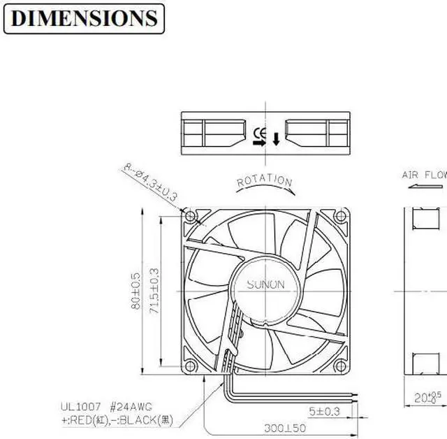 Alt view image 5 of 6 - PC Cooling Fan ME80202V1-000C-A99 ME80202V1-000U-A99 New Original for Sunon,8020 80mm 8cm 80X80X20mm DC 24V Fan 3400RPM
