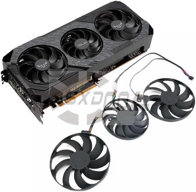 Alt view image 3 of 5 - For ASUS Radeon RX 5600/RX 5700/RX 5700XT TUF Gaming graphics cooling fan FDC10H12D9-C & FD7010H12D (2 large and 1 small fans)