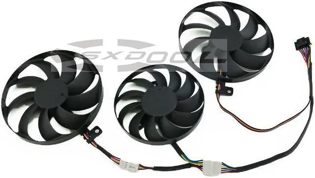 Alt view image 4 of 5 - For ASUS Radeon RX 5600/RX 5700/RX 5700XT TUF Gaming graphics cooling fan FDC10H12D9-C & FD7010H12D (2 large and 1 small fans)