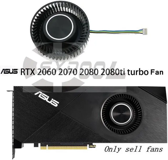 Main image of For ASUS RTX 2060 2070 2080ti Turbo public graphics card turbo fan CF7525U12D 12V 2.2A ,Diameter: 78mm,Hole distance: 37mm