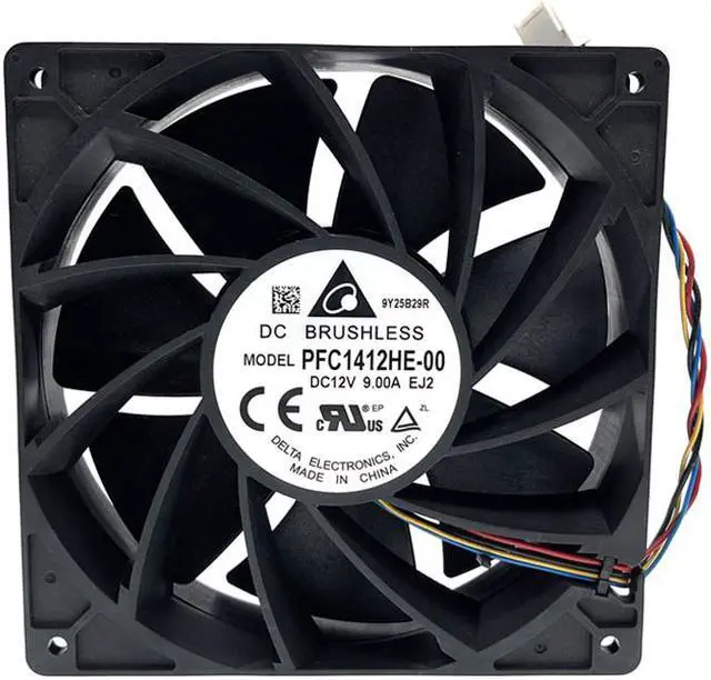 Alt view image 3 of 5 - 14cm 7500rpm Mining High Speed CFM Airflow Cooling Fan PFC1412HE-00 for M30 M31S 140x140x38 mm DC 12V 9A 6-P 6-Pin Dual Ball