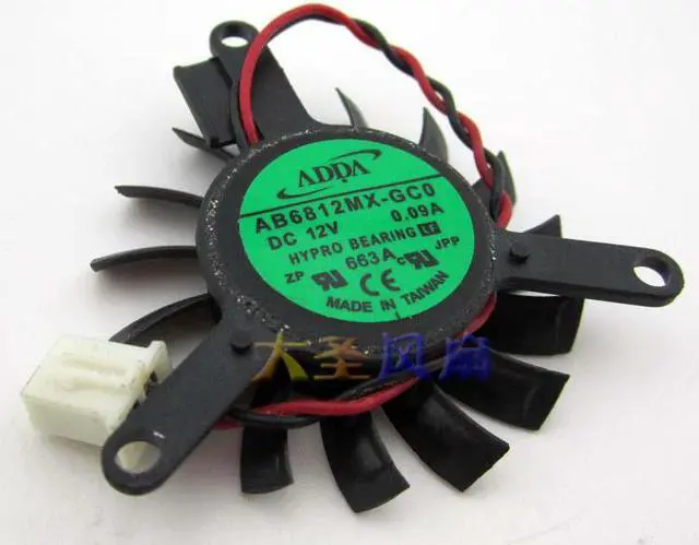 Alt view image 3 of 3 - New For NVIDIA graphics card cooling fan ADDA AB6812MX-GC0 NV-1035-C3 0.09A 2-wire 2-pin
