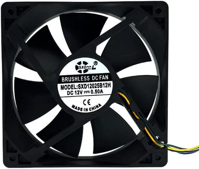 Alt view image 3 of 5 - 120mm 12025 DC 12V 0.50A PWM PC CPU Cooling Fan 120x120x25mm Dual Ball Bearing 3300 Rpm,High Speed Replace Delta AFB1212SH