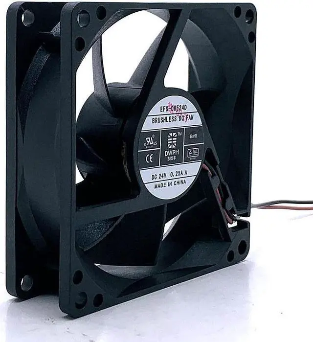 Main image of 80mm 24V Cooling Fan EFS-08E24D DWPH 80*80*25mm DC24V 0.25A 2 wires DC Case Fan 8cm Sever Inverter Cooling Fan