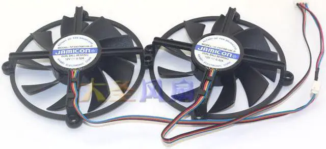 Alt view image 2 of 3 - New Jamicon NF24076B1HK-R 8CM round frame, hole pitch 6.3CM, diagonal 9CM, dual-ball temperature control 4-wire cooling fan For Gegorce GTX200 Series VGA cooler