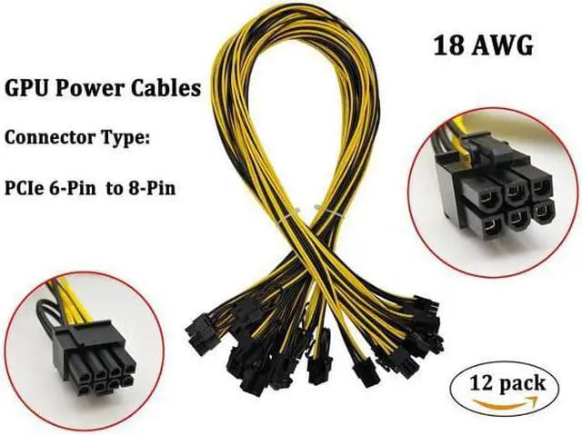 Alt view image 5 of 7 - Ethereum Mining ETH ZEC LTC 1200W/750W Server PSU Power Supply Unit to GPU Breakout Board Adapter + 12pcs 6-Pin PCIe to (6+2Pin) PCIe Graphics Card Power Cables