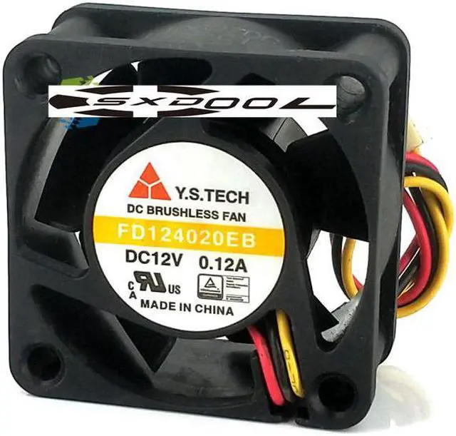 Alt view image 4 of 4 - Original Y.S.TECH FD124020EB 12V 4CM 4020 3-wire 3-pin cooling fan