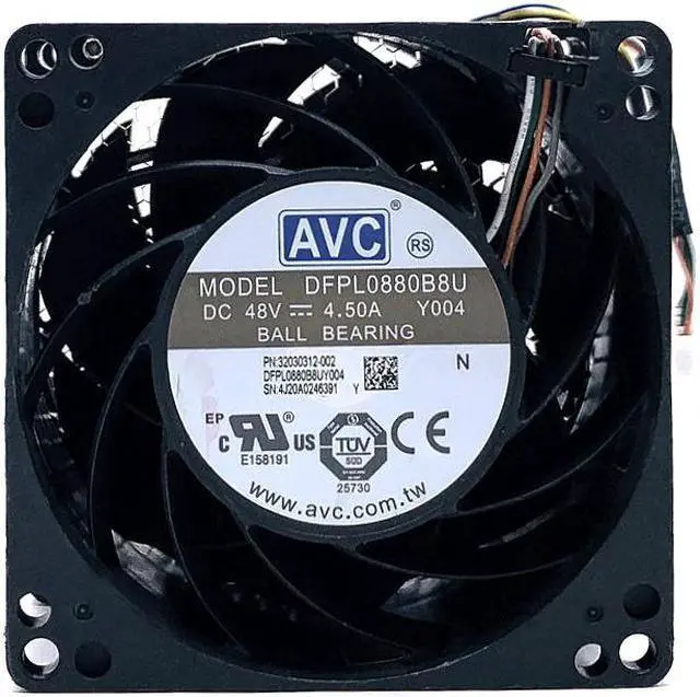 Alt view image 2 of 4 - DFPL0880B8U 48V High Speed Powerful DC Cooling Fan for AVC 8080 Violent Automobile Supercharged Double Motor 4.5A 8CM Fans