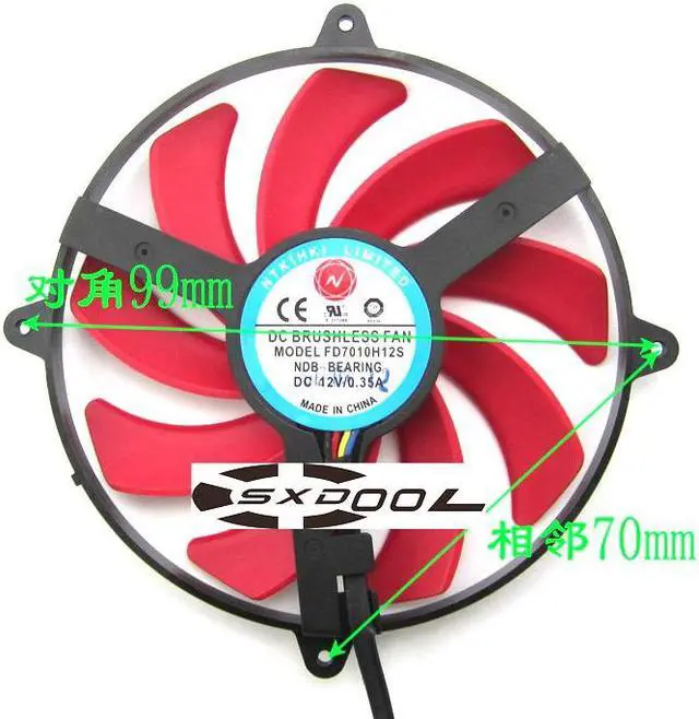 Alt view image 5 of 6 - 1 Pair ffor NTK FD7010H12S ultra-thin graphics card fan mounting Diameter 85mm 4-wire PWM fan
