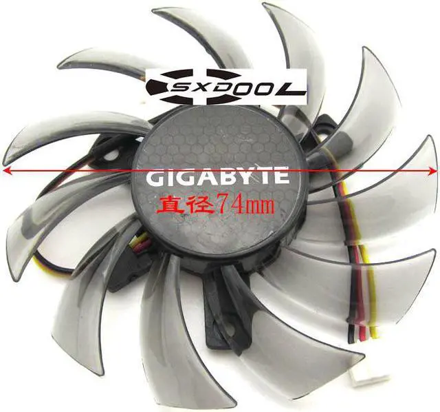 Alt view image 2 of 3 - 75mm For GIGABYTE GT240 430 440 630 730 Graphics card cooling fan PLD08010S12H 3-pin