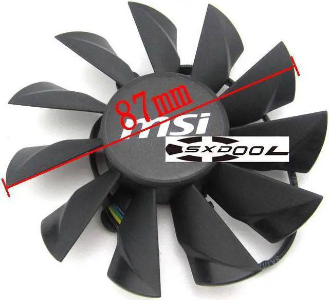 Alt view image 2 of 3 - 87mm cooler For MSI N560 570 580GTX HD6870 R7770 Power Edition N550GTX-Ti Cyclone II 1GD5/OC, N550GTX-Ti-Blizzard 1G graphics card cooling fan PLA09215B12H DC12V 0.55A