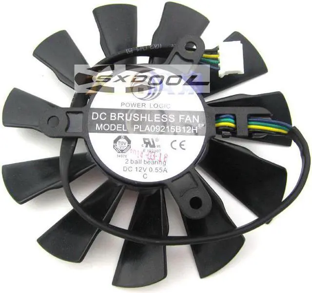 Main image of 87mm cooler For MSI N560 570 580GTX HD6870 R7770 Power Edition N550GTX-Ti Cyclone II 1GD5/OC, N550GTX-Ti-Blizzard 1G graphics card cooling fan PLA09215B12H DC12V 0.55A