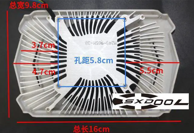 Alt view image 4 of 4 - For MSI GTX 950 58*58mm 48*48mm hole pitch XY-D09015S graphics card radiator & fan (58mm)