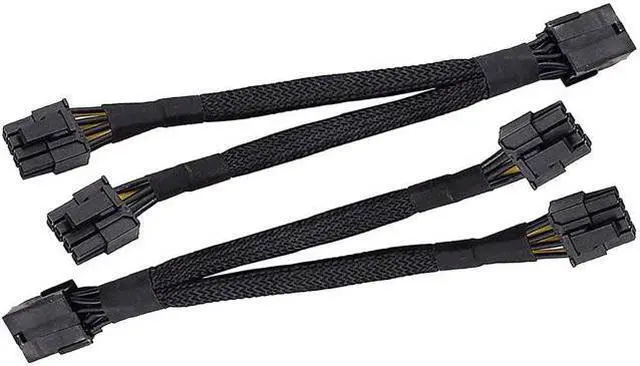 Main image of 2PCS GPU PCIe 8 Pin Female to Dual 2X 8 Pin (6+2) Male PCI Express Power Braided Y-Splitter Extension Cable,20cm